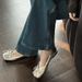 First Encounter The Moonfall Girl~! Women's Square-Toe Bowknot Ballet Flats With Internal Height Increase Silver Mary_vogvips.com