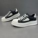 Men's Canvas Casual Thick Soled Sponge Cake White Height Increasing Color Blocking Biscuit Shoes, Men's Sports_vogvips.com