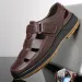 Men's Genuine Leather Sandals Breathable Summer Casual Soft Bottom Anti-Slip Hollow Out Design Comfortable Dad Shoes_vogvips.com