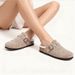 Crestar Suede Clogs For Women Men Winter Fur Lined Fuzzy Cork Footbed Mules Slip On Adjustable Buckle Potato Shoes Cotton Shoes_vogvips.com