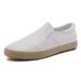 White Casual Elastic Low Cut Lazy Leather All Season Lightweight Rubber Flat Shoes, Men's Shoes_vogvips.com