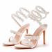 Women’s Shoes fish mouth strap high heel sandals white flower sandals women's banquet wedding dress bridal shoes princess sandals_vogvips.com