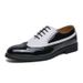 Euro Step 2025 New British Style Brogue Large Size Color Block Men's Low-top Leather Shoes_vogvips.com