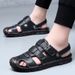Summer Outdoor Leather Sandals, Closed-Toe Casual Beach Shoes, Genuine Leather, Non-Slip, Wear-Resistant Men's Sandals_vogvips.com