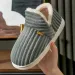 Winter Couple Style Concise Solid Color Wrap Heels Plush Slippers Non-slip Warm Flip Flops Women Men Home Casual Cotton_vogvips.com