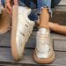 Gold Classic Style Women's Flat Shoes Lightweight Single Shoes Lace Up Round Toe Elegant Fashion_vogvips.com