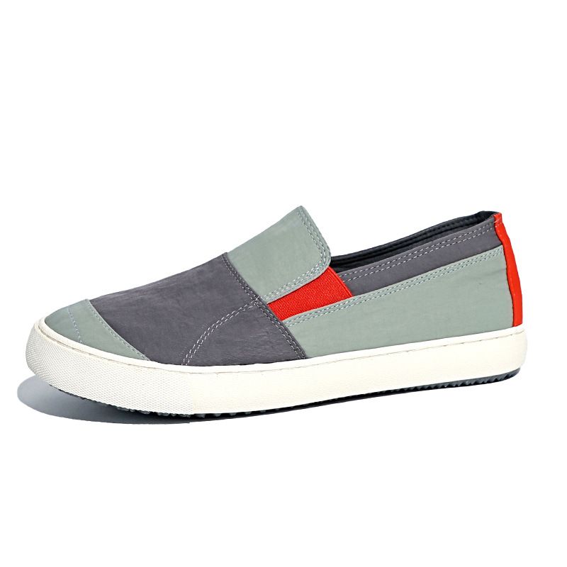Men's Color‑Block Canvas Shoes, Lightweight Wear‑Resistant Trendy Versatile Casual Walking Sneakers For Daily Wear_vogvips.com