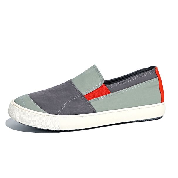 Men's Color‑Block Canvas Shoes, Lightweight Wear‑Resistant Trendy Versatile Casual Walking Sneakers For Daily Wear_vogvips.com