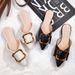 Women's Open-toe Mules 2026 Summer New Style Pointed Toe Flat-soled Slip-on Lazy Shoes Without A Heel_vogvips.com
