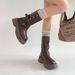 Women's Shoes New Autumn And Winter British Style Martin Boots, Thick Soled Retro Merard Brown Mid Calf Boots, Two Way Height Increasing Short Boots._vogvips.com