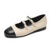 Silver Mary Jane Shoes Women's French Small Fragrant Style Word With Flat Single Shoes Large Size Women's Shoes_vogvips.com