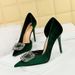 1363-K83 Banquet Thin Heels Thickened Suede Pointed Side Hollow Metal Water Diamond Buckle Ultra High Heel Single Shoes_vogvips.com
