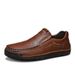 British Style Large-Size Handmade Stitched Men's Shoes, Outdoor Casual Genuine Leather Slip-On Men's Shoes For Dads_vogvips.com