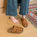 Women's Solid Color Breathable Mules Clogs, 2.5cm Woven Closed Toe Arch Support Sandals, Outdoor Beach Slides Home_vogvips.com