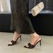 Women's Embroidered Strappy High Heel Sandals Pointed Toe Dress Shoes In Champagne Gold Champagne Gold Embroidered High Heel Sandals_vogvips.com