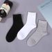 Men's New Socks Four Seasons Breathable Sweat Absorbent Black And White Gray Socks Solid Color Sports Socks Mid Tube Socks_vogvips.com