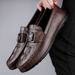 American Genuine Leather Crocodile Pattern Loafers Men's British Business Casual Slip-On Driving Shoes_vogvips.com