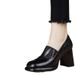 Waterproof Platform Single Shoes, Fall 2025 New Black Fashion Square Head Solid Color Thick Bottom Coarse Versatile High_vogvips.com