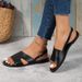 Women's Flat Sandals Summer New Solid Color Round Head One Line Buckle Outside Wear Casual Women's Shoes_vogvips.com