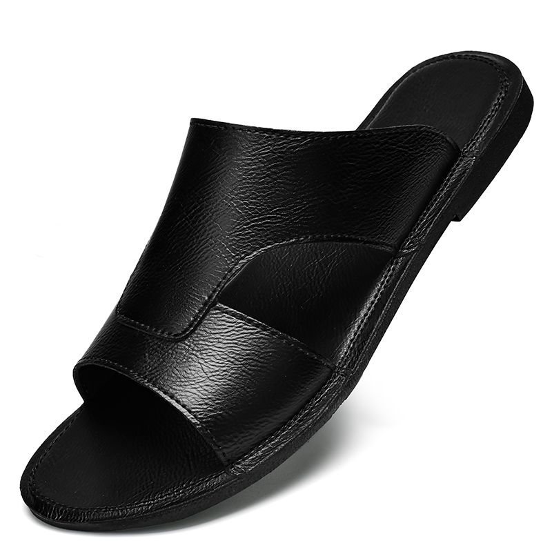 Summer Men's Shoes New Beach Cool Leather Men Fashion Man Designer Simple Light Comfortable Outdoor Cowhide Slippers_vogvips.com
