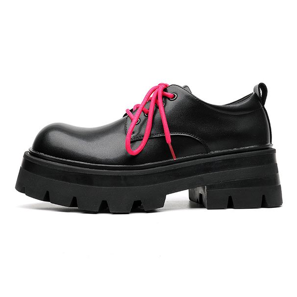 Men's Spring Autumn Niche Design European And American Thick-Soled Casual Trendy Versatile Black Leather Shoes 6115-A_vogvips.com