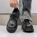 Niche Japanese-Style Large-Toe Derby Shoes For Men, Vintage Casual Leather Loafers, Workwear Style, 15548 Black-J_vogvips.com