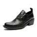 Pointed Leather Shoes For Men, Cleanfit Black Retro Model Wizard Shoes, Thick-soled Height-increasing Casual Derby_vogvips.com