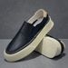 Men's First Layer Cowhide Thick Sole Casual Sneakers Spring New Lazy Slip-On White Shoes Genuine Leather Breathable_vogvips.com
