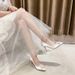 Women's Pointed Toe Stiletto Heel Wedding Shoes New Style Rhinestone White Bridesmaid Dress Shoes Plus Size 42 43_vogvips.com