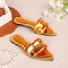 Women's Shoes Hot Selling Flat Slippers Summer New Niche Design Pointed Open Toe Wide Faced Sandals Middle EastGolden Shoes_vogvips.com