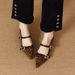 French-style Flat Pointed-toe Leopard Print Mary Jane Shoes, 2025 Autumn New Model, Black, Elegant And Fashionable, With_vogvips.com