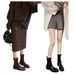 Plus Size Women's Shoes Grape Mom Melard Genuine Leather Belt Buckle Short Thick Sole Martin Women Slim Boots_vogvips.com