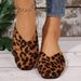 Leopard Print Flat 2025 New Style Closed-toe Lazy Shallow Fashion Mules For Women, Stylish Outdoor Slippers_vogvips.com