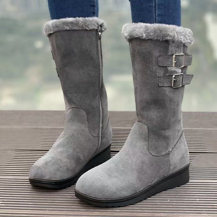 Women's Shoes 35 43 Sizes Autumn And Winter New Thickened Plush Cotton Boots Mid Tube Snow Boots Women's Large Size Warm_vogvips.com