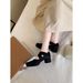 wangjia Wangjia High End Leather Edition Pig Nose Square Toe Distressed Retro Mary Jane Cross Strap Chunky Heel Ballet_vogvips.com