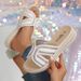 Casual One-line Beach Wedge Toe Fish Mouth Sandals Women's Rhinestones_vogvips.com