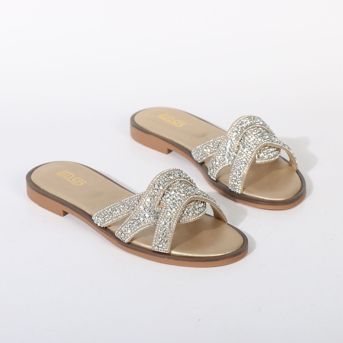Women's Shoes New Summer Style, Fashionable And Versatile Flat Rhinestone Flip Flops, Trendy Beach And Travel Sandals, Perfect For Outdoor Wear._vogvips.com
