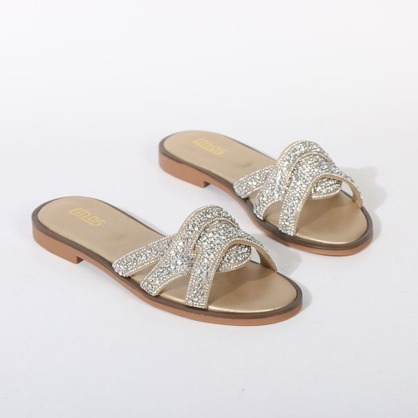 Women's Shoes New Summer Style, Fashionable And Versatile Flat Rhinestone Flip Flops, Trendy Beach And Travel Sandals, Perfect For Outdoor Wear._vogvips.com