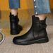 ShoeVault Cro-Border Plu Size Women' Autumn Winter New Belt Buckle Low-Cut Short Round Toe Flat Sole Padded Caual Martin_vogvips.com