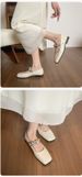 French Rhinestone Silver Square Head Light Mouth Single Shoes Women's Flat Bottom With Skirt Mary Jane Shoes_vogvips.com