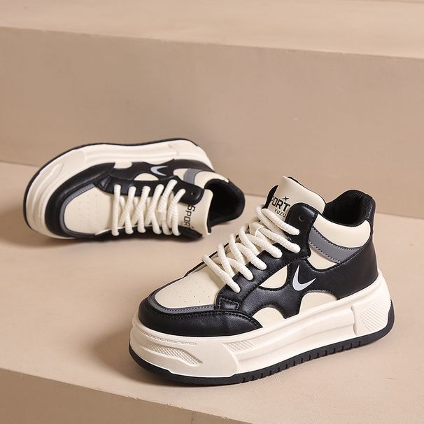 Thick Soled Inner Height Increasing White Shoes For Autumn New Korean Version R Student Casual Sports Board Shoes,_vogvips.com