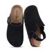 Bebealy Women's Cow Suede Clogs With Adjustable Strap Indoor And Outdoor Fashion Cork Footbed Leather Mules Slip On Potato Shoes_vogvips.com