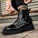 European Warm Series Martin New Autumn Winter British Casual Black Glossy Leather Men's Thick Sole Height Increasing Motorcycle Work Boots_vogvips.com