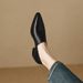 Spring 2025 New Black Middle Deep Mouth Sh, Thick Heel Anti Slip Pointed Apricot, One Step Stepping Women's Single_vogvips.com
