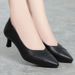 High Heels Women's Work Women's Shoes One Pedal Soft-soled Temperament Leather Shoes Women's Single Shoes_vogvips.com