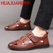 New In For Men Outdoor Beach Flats Breathable Normal Leather Casual Anti Slip Designer Replica Summer Sandals_vogvips.com