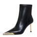 319-11 European And American Style Winter Thin High Heel Women's Boots, With Metal Pointed Toe, Fashionable Short Boots_vogvips.com
