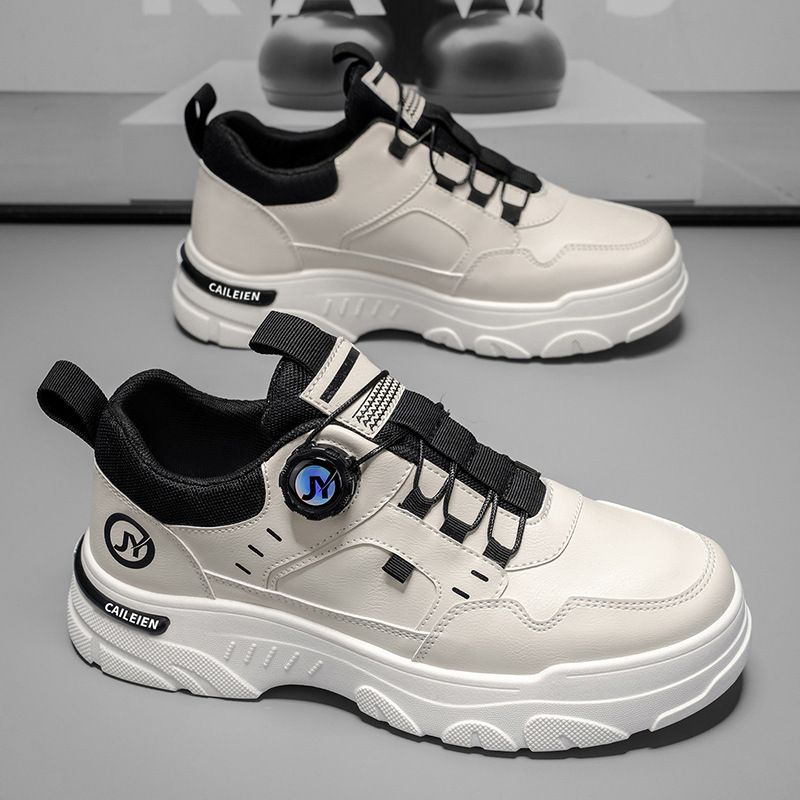 Autumn Men's Shoes, Breathable Workwear, Men's Trend, Versatile White Shoes, Men's Platform Casual Board Shoes_vogvips.com
