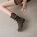 British Style Pleated Pointed Thick-Soled Slouch For Women 2025 New Melad Western Cowboy Mid-Calf Boots_vogvips.com