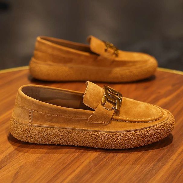 Slip-On Casual Leather Suede Loafers All-Season British Style Men's Trendy Shoes_vogvips.com